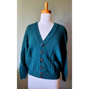 Vintage United Colors of Benetton 100% Shetland Pure New Wool Button-up Sweater